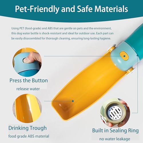 Dog Water Bottle Portable,Puppy Travel Water Bowl,Dog Water Bottle Dispenser for Walking,Puppy Essentials,One-Touch Water ...