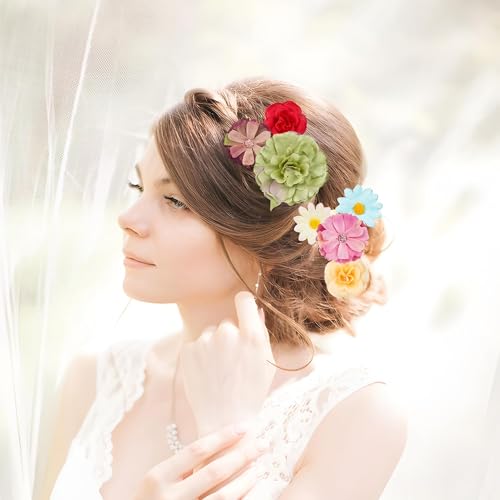 210 Pcs Mini Silk Flower Heads Small Fake Rose Daisy Faux Flowers Bulk for Crafts Artificial 3D Loose Fabric Flowers Heads...