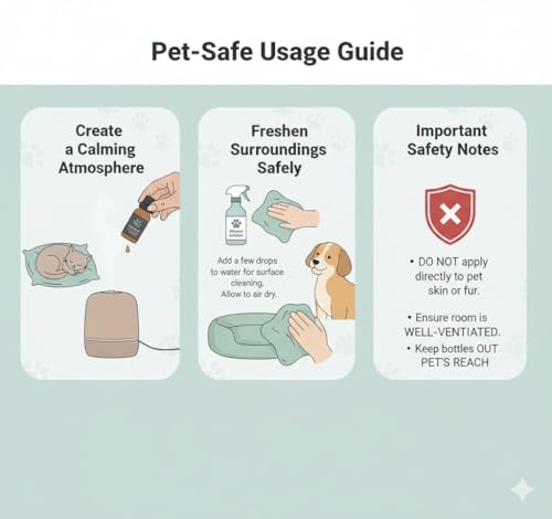 Pet-Friendly Essential Oil Set: Home Fragrance and Stress Relief. Safe for Dogs and Cats, Suitable for Aromatherapy Diffus...