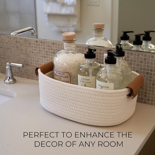 Beautiful Storage Basket Set of 5 - Sturdy Cotton Rope Baskets for Shelves Are Perfect for Organizing Your Home - Quality ...