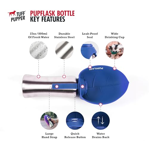 PupFlask Large Dog Water Bottle | 27 or 40 OZ Stainless Steel | Convenient Dog Drink Dispenser | Puppy Travel Water Bowl |...