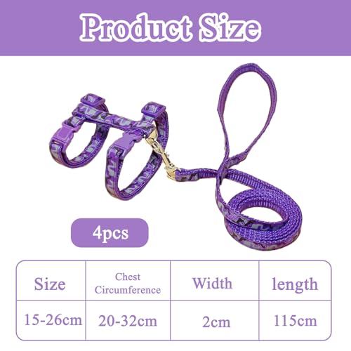 2 Pack Cat Harness and Leash Set with Collar, Escape Proof & Adjustable Kitten Harness for Small to Medium Cats, Walking &...
