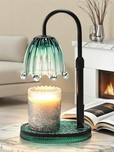 Cinsenten Flower Candle Warmer Lamp with Timer, Vintage Adjustable Glass Warmer Light for Jar Candles, Electric Wax Warmin...