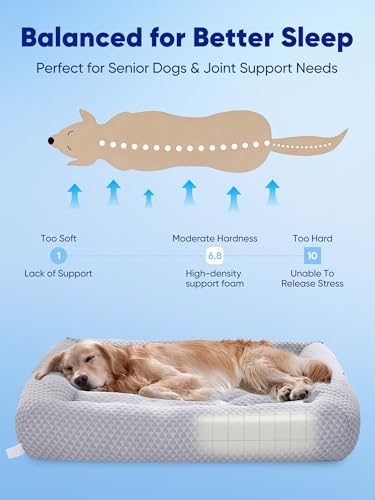 Rywell Cooling Dog Bed Extra Large Sized Dog, 43" x 31", Orthopedic Pet Bed with 3-in-1 Adjustable Design, Dog Cooling Mat...