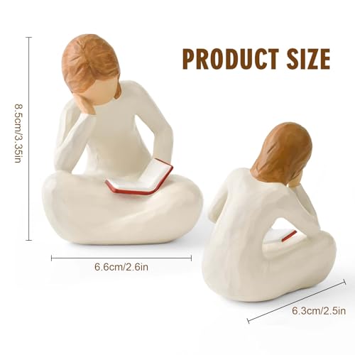 Cuayaes Reading Thinker Statue Book Lover Gifts for Women Readers, Graduates, Students, Teachers, Bookshelf Decor Aestheti...