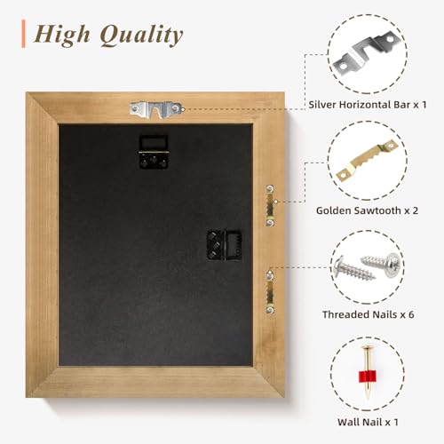 BWPFRAME 11x14 Picture Frame Matted to 8x10, Minimalist Style, Solid Wood, Walnut Brown Frame with Smooth Satin Finish, Pl...