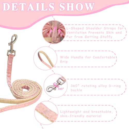 Tensho Pink Bow Cat Harness and Leash Set Escape Proof, Adjustable Kitten Harness with Leash, Bow Tie Cat Harness for Walk...