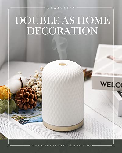 Onaboviva Essential Oil Diffuser - 2.4MHz Ultrasonic Ceramic Diffuser for Home, 110ml, 1/2/3H Mist Timer, Silent (≤25dB), ...