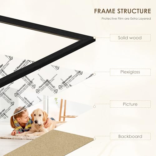PEALSN Soild Wood 8x10 Picture Frame Set of 6, Wall Gallery Photo Frames for Wall Mounting or Tabletop Display, Black