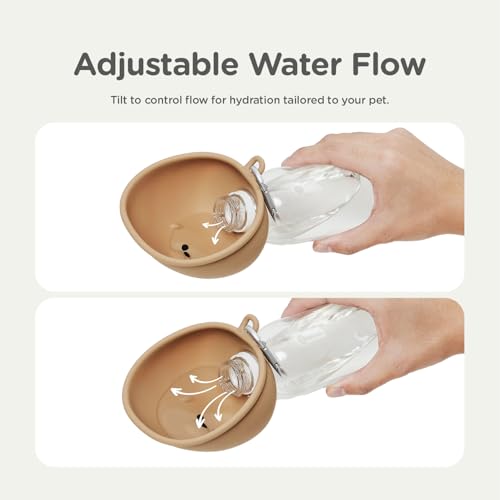 Lunabear Portable Dog Water Bottle Bowl, for Travel, for Outdoor Activities, BPA Free Silicone Body, Easy to Clean, Dishwa...