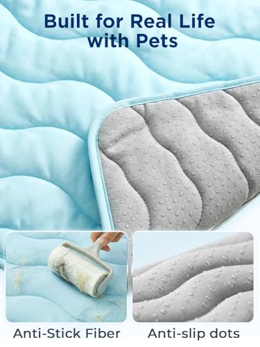 Dog Cooling Mat for Medium Dogs, 35"x24" Breathable Self Cooling Crate Mat for Dogs & Cats, QMAX>0.5 Portable Washable Pet...