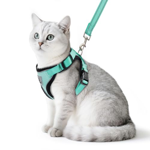 PUPTECK Cat Harness and Leash Set Escape Proof Reflective Cat Walking Harness Adjustable Soft Breathable Mesh Vest for Sma...