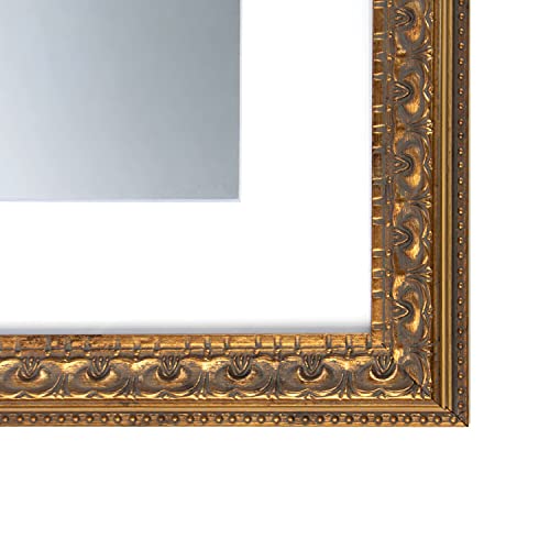 Golden State Art, 11x14 Ornate Finish Photo Frame, with White Mat for 8x10 Picture & Real Glass, Color: Bronze
