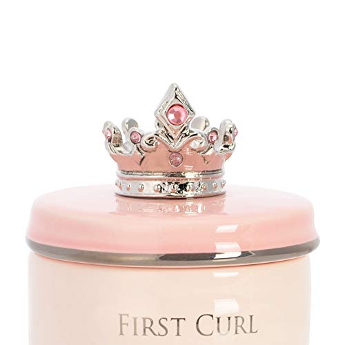 DEMDACO First Tooth and Curl Pink Ceramic Stoneware Children's Stackable Keepsake Box