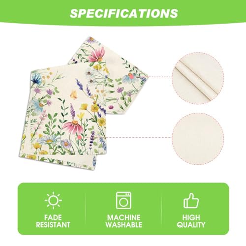 Artoid Mode Daisy Eucalyptus Lavender Floral Leaves Summer Table Runner, Spring Kitchen Dining Table Decoration for Home P...