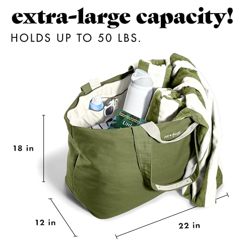 Fit & Fresh Large Beach Bag for Women - Extra Large Travel Tote With Pockets