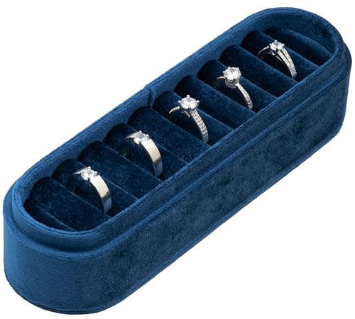 COWFEX Velvet Small Multiple Ring Box Portable Organizer Display Storage Travel Case Jewelry Earring Holder for Wedding Bi...