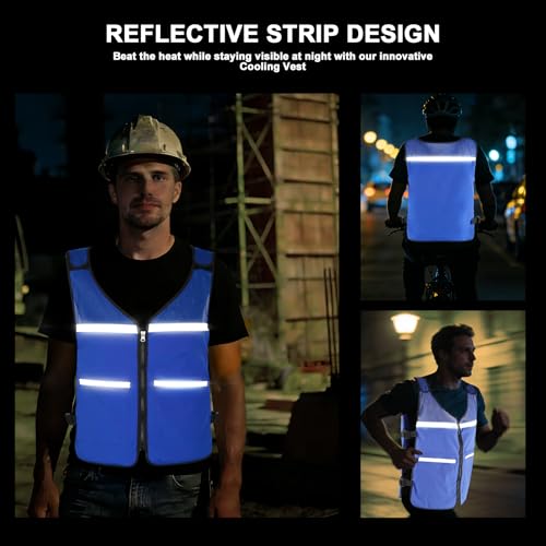 Leetye Mei Cooling Vest for Men&Women, Adjustable Reflective Ice Vest with Pockets, Ice Packs, Cool Jacket for Outdoor Worker