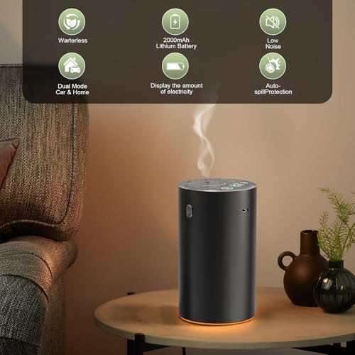 Waterless Essential Oil Diffuser,Rechargeable Aromatherapy Diffuser,Mini Scent Air Machine,Automatic Shut-Off,20ml Capacit...