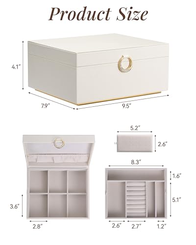 pickpiff 2 Layer Jewelry Box Organizer for Women, Jewelry Organizer with Handle & Removable Tray, Necklace Holder Ring Ear...