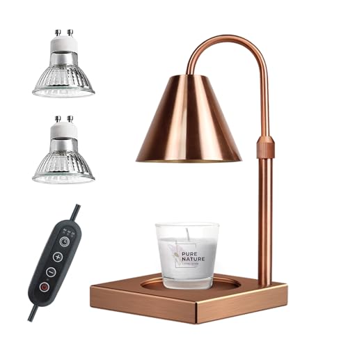 Yankee Candle Compatible Dimmable Metal Candle Lamp Warmer - Height Adjustable, Scented Wax for Home Decor (Rose Gold)
