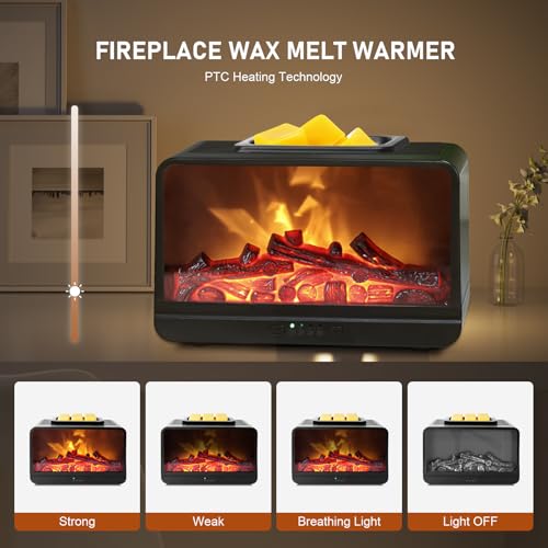 EQUSUPRO Wax Melt Warmer Electric Burner - Flame Fireplace Candle Wax Warmer, Wax Melter for Scented Wax with 4 Timer, Dyn...