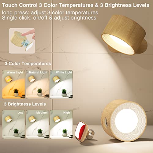 Koopala LED Sconces, Wall Mounted Lamps with Rechargeable Battery Operated USB Port 3 Color Temperatures & 3 Brightness Le...