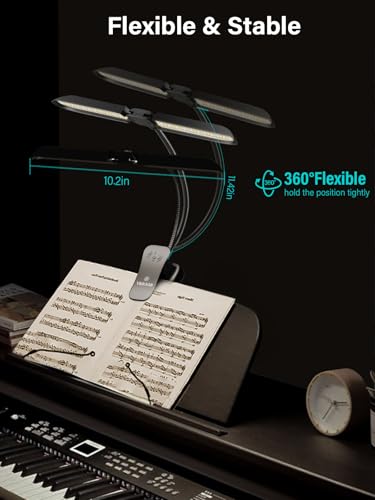 Vekkia 64 Led Rechargeable Music Stand Light - Folding Clip On Piano Lamp, Portable Professional with 5 Brightness×3 Color...