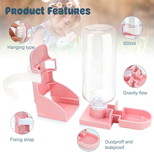 Rypet Rabbit Water Bottle No Drip - 17oz Hanging Water Fountain Automatic Dispenser Pet Cage Water Feeder for Bunny Chinch...