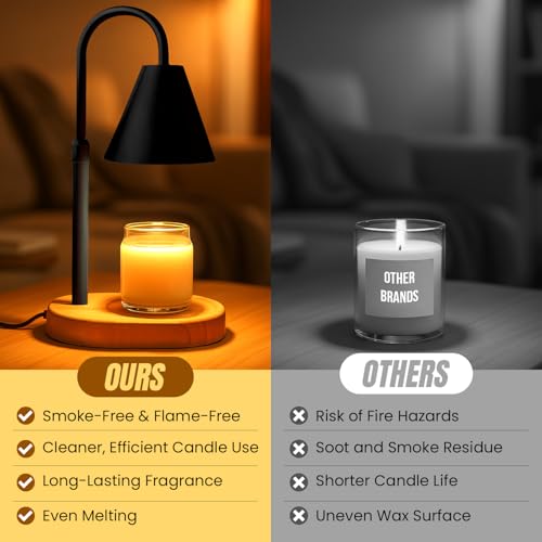 Candle Warmer Lamp with Timer & Dimmable Light – Adjustable Height Candle Melter for Jar Candles – Cozy Home Décor, Christ...