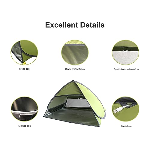 RXQNN Small Pop Up Beach Tent Portable Head Tent, Pet Shade Canopy with Breathable Meshed Window for Dogs/Cats (Light Green)