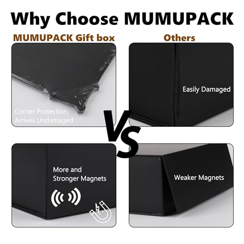 MUMUPACK 4 Pack Black Gift Boxes With Lids,9x9x4 Inch Bridesmaid Proposal Box And Printable Stickers,Proposal Boxes With R...