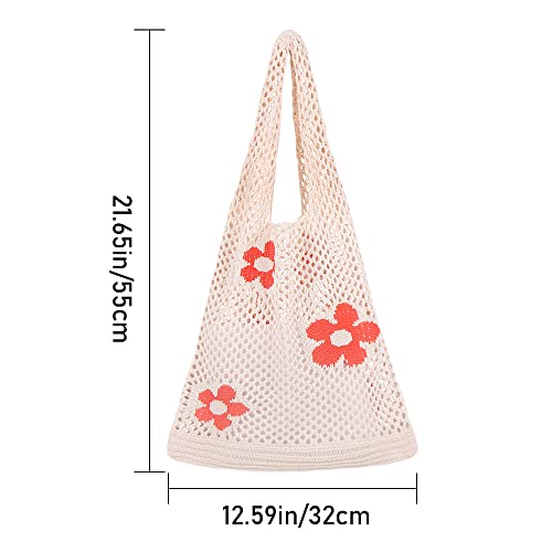 Ovida Crochet Tote Bag Mesh Beach Bag Fairycore Hobo Fairy Grunge Aesthetic Shoulder Bag Y2k Purse for Women Girls | Beach...