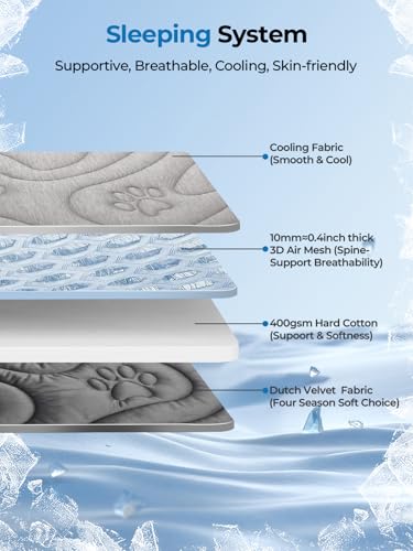 Pawhoo Dog Cooling Mat, Reversible Cool & Warm Pet Orthopedic Pad, Thick Mat for Summer & Winter, Machine Washable, Portab...