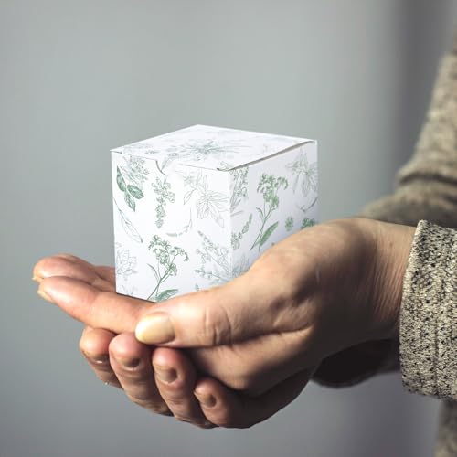 TecUnite 50 Pcs 3x3x3'' Green Floral Paper Gift Candy Boxes Chinoiserie Flower Paper Gift Box Small Green White Hydrangea ...