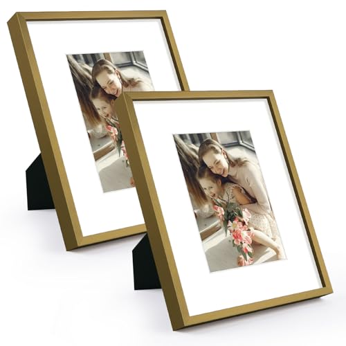 Golden State Art, Bronze 8x10 Aluminum Picture Frame - Display Photos 5x7 with Mat or 8x10 inch Without Mat - Shatter-Resi...