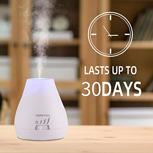 HAPPTWS Essential Oil Diffuser - Waterless Diffuser 3 Timer Settings Battery Powered for Bedroom Yoga Room Toilet Pet Room...