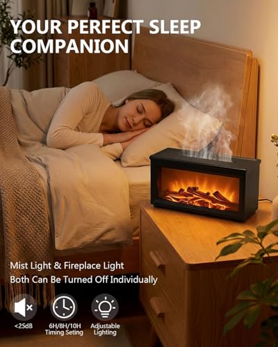 Essential Oil Diffuser, 7-Color Fireplace Fire Flame Aromatherapy Humidifier, 280ml Ultrasonic Aroma Diffuser Valentine's ...