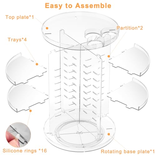 Rotating Makeup Organizer, DIY 8 Adjustable Layers Spinning Skincare Organizer, Cosmetic Display Case with Brush Holder Pe...
