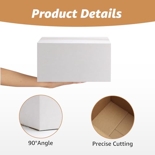 EXYGLO 40 Pack 5x5x5 Shipping Boxes for Small Business, White Corrugated Cardboard Small Box for Packaging, Moving, Mailin...