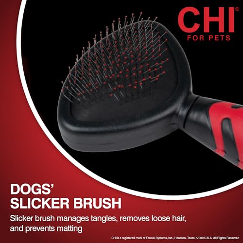 CHI for Dogs Small Dog Detangling Kit, 3-Piece Grooming Set with Detangling Spray, Slicker Brush, and Double-Sided Pin-an...