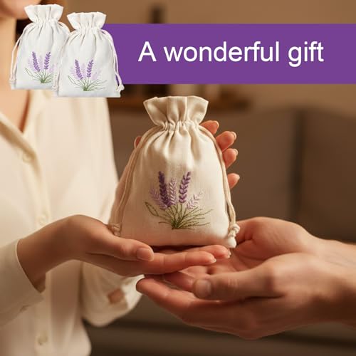 12 PCS Small Burlap Gift Bags Lavender Sachet Bags Lavender Sachet Jewelry Bag Drawstring Cotton Linen Pouch Mini Drawstri...
