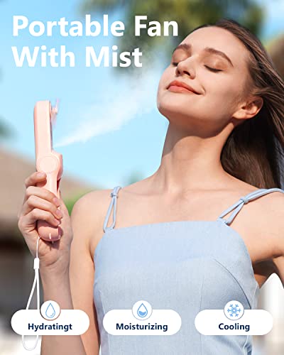SWEETFULL Misting Fan Portable, Handheld Personal Mister Fans, Small Fan Rechargeable, Mini Spray Water Mist, Kids Women P...