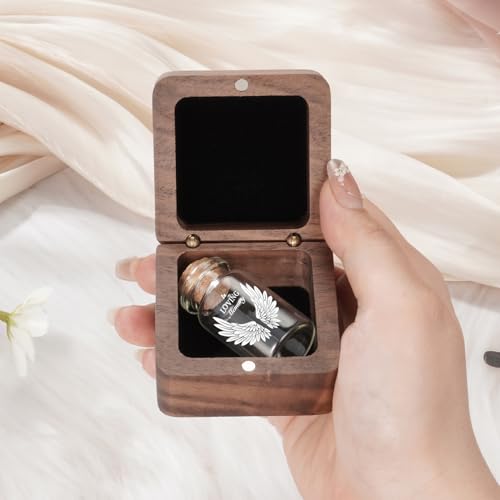 SOITIS Wooden Box for Ashes - Small Glass Urn for Human Ashes Keepsake, Mini Urns for Ashes Cremation Holder, Funeral Keep...