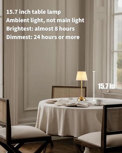 KDG Portables Cordless Table Lamp, Fabric Shade Desk Lamp, 4000mAh Rechargeable Battery Powered Lighting, Dimmable Light f...