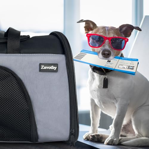 Zavothy TSA Airline Approved Soft-Sided Pet Carrier for Small to Medium Cats and Puppies, Up to 15 Lbs – Collapsible Trave...
