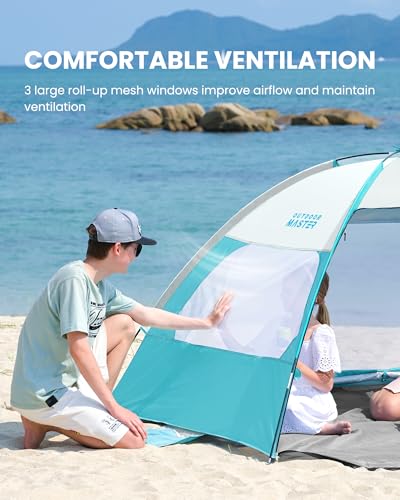 OutdoorMaster Beach Tent for 3/4/6/8 Person - Easy Setup Sun Shade Shelter, Portable Beach Shade Sun Canopy with UPF 50+ U...