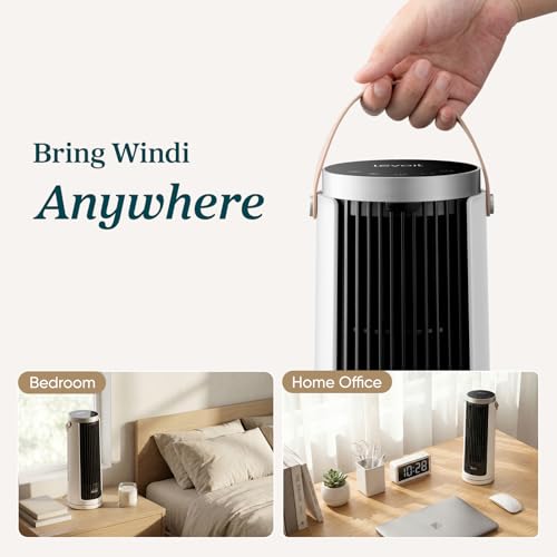 LEVOIT Tower Fan for Bedroom, 20dB Quiet Desk Fan with 23ft/s, Portable & Easy to Carry, 3-Angle & 4-Speed Mini Oscillatin...