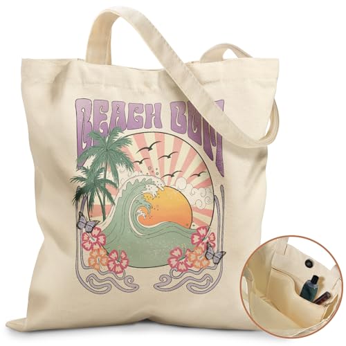 Miss Adola Aesthetic Tote Bag for Girls - with Magnetic Buckle and Zipper Inner Pocket for Women Lady Canvas Cotton Tote Bag