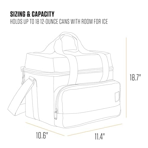 Carhartt Insulated Two Compartment Cooler, Durable Water Repellent Material W/Front Zippered Pocket for Camping, Beach & T...